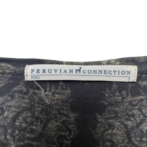 Peruvian Connection Small Black Cream Paisley Knit Boho Fit Flare Dress - Picture 14 of 15